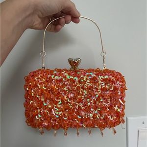 Orange and Gold Sequin Clutch